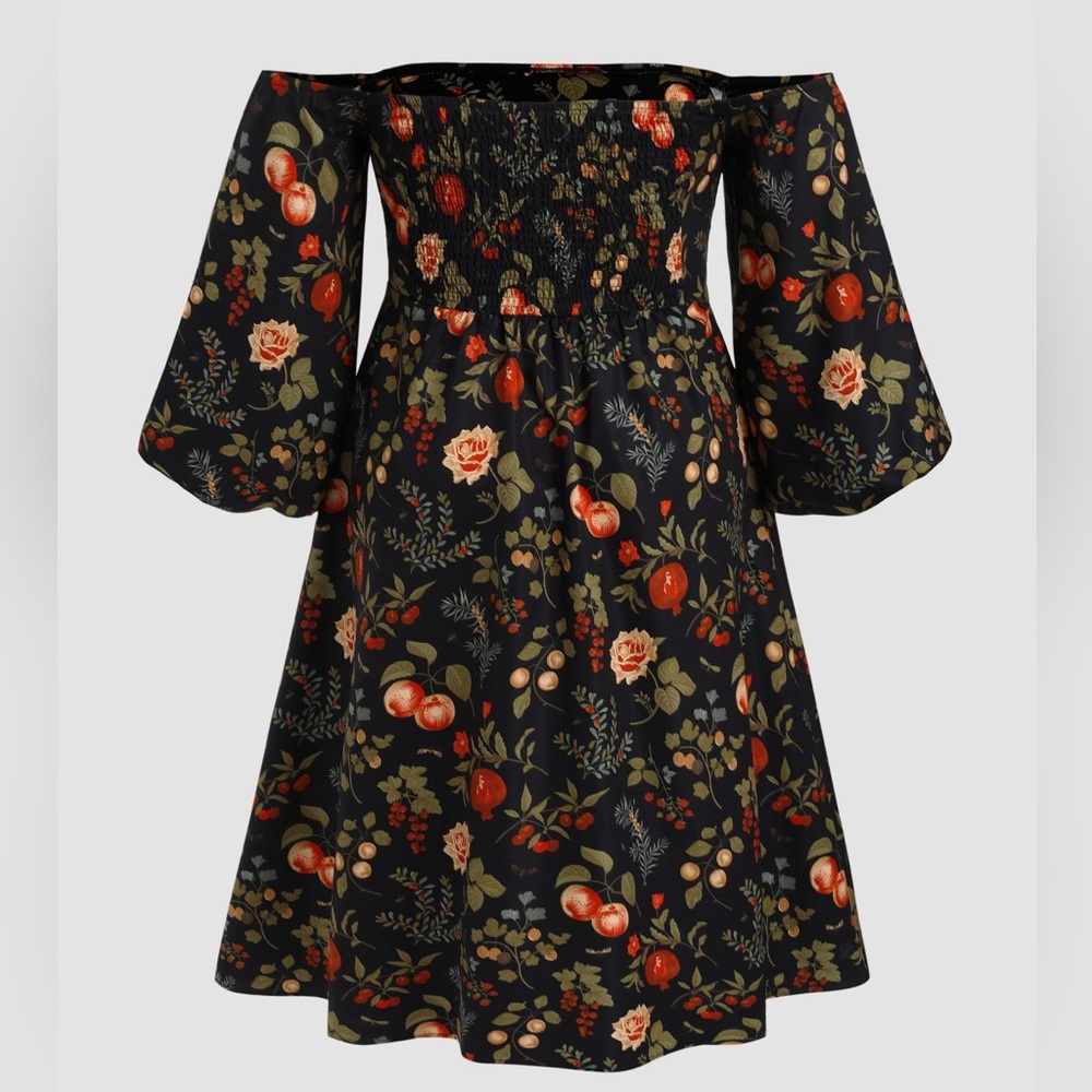 Cider 2x NWT Fruir & Floral Off Shoulder Slit Maxi Dress Curve & Plus